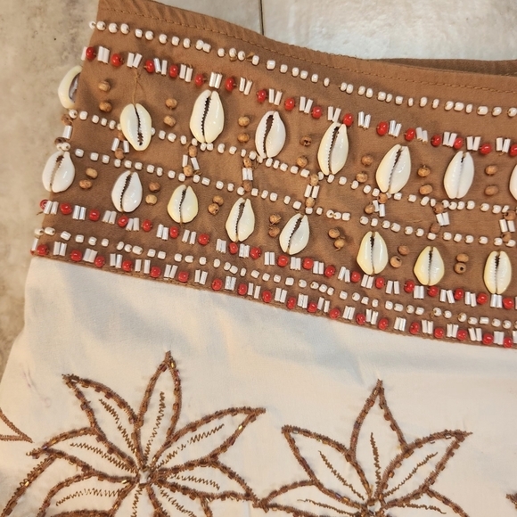 Embellished Boho Beachy Skirt SZ: 8 Cotton Blend Beaded Seahorse Pirate Shells - Picture 5 of 16